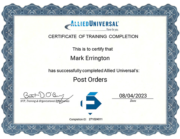 Allied Universal Post Orders